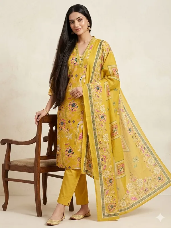 Mustard_Yellow_Cotton_Kurta_Set_