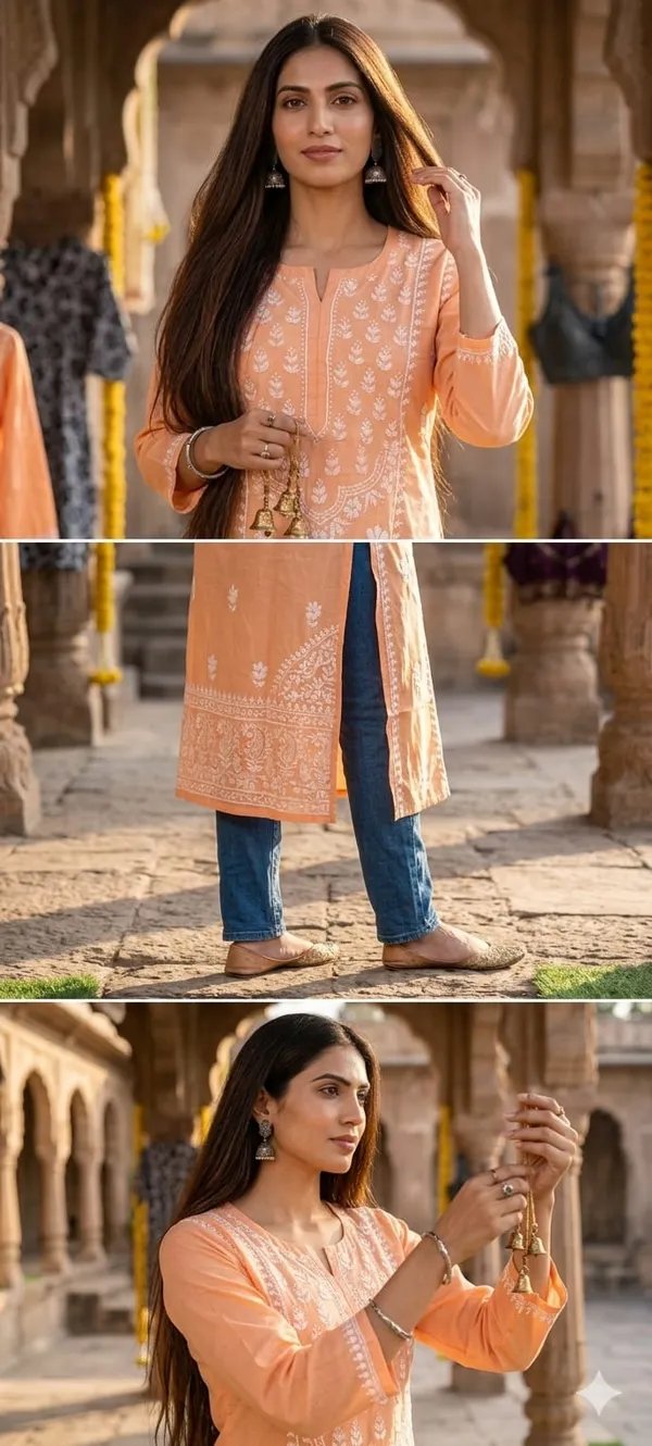 Orange_Lakhnavi_Cotton_Kurti_