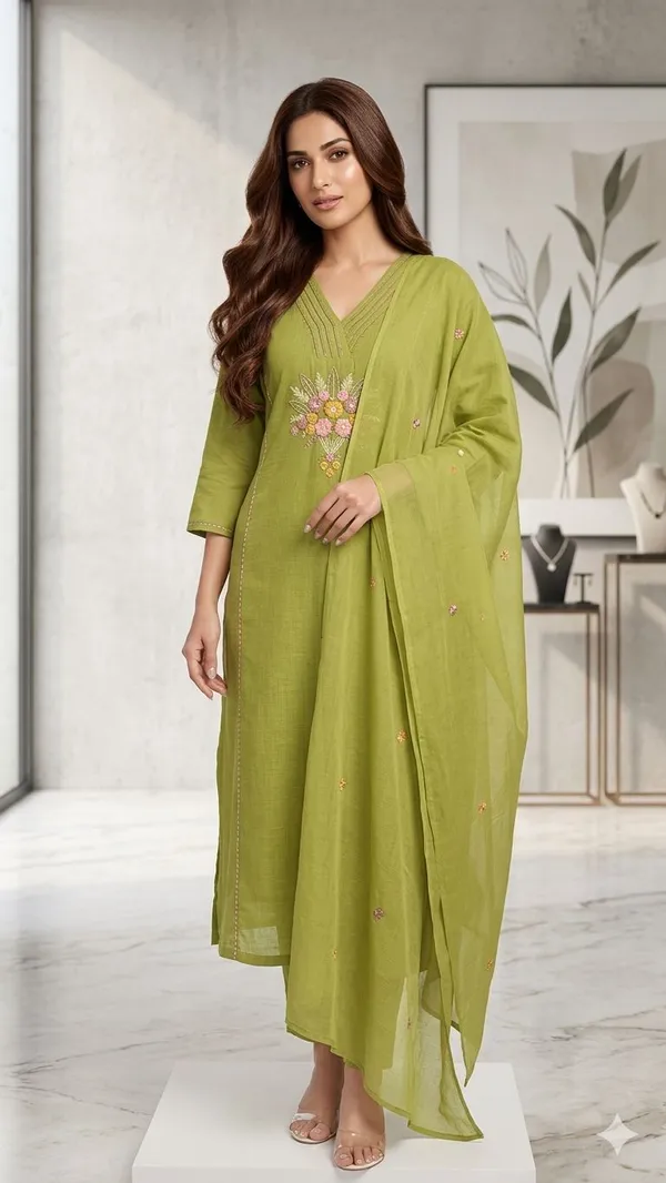 Parrot_Green_Cotton_Kurta_Set