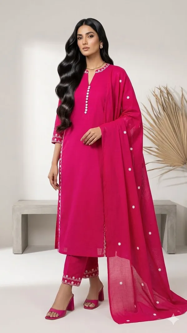 Pink_Cotton_Embroidery_Kurta_Set_