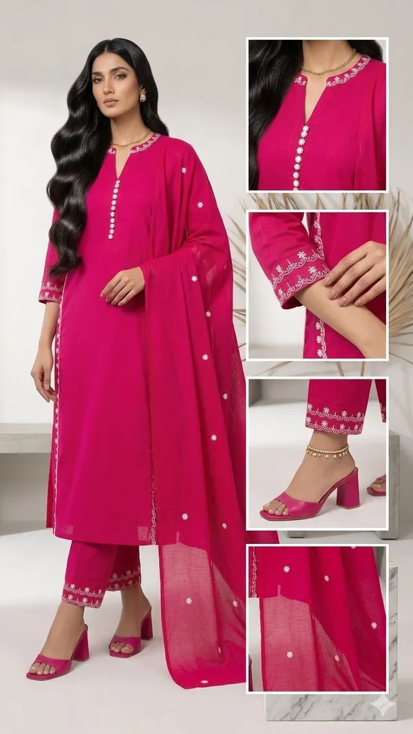 Pink_Cotton_Embroidery_Kurta_Set_