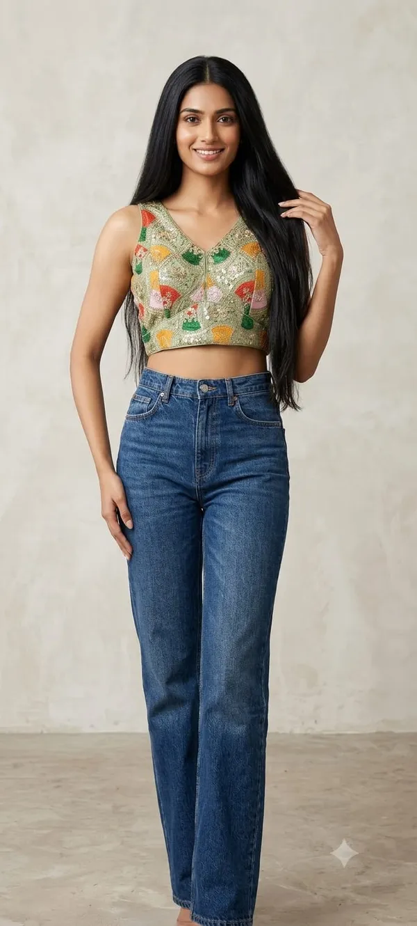 Pista_Green_Embroidery_Readymade_Blouse_For_Women_