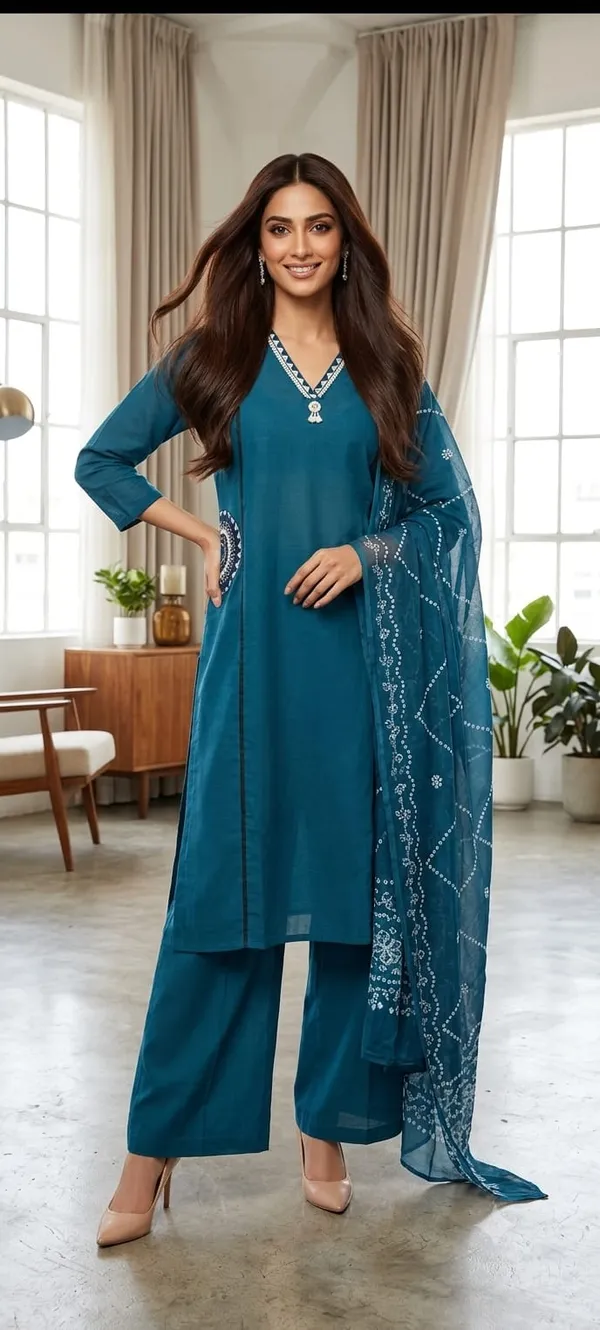 Rama_Blue_Cotton_Kurta_Set_