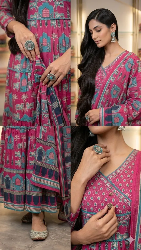 Reddish_Pink_Cotton_Kurta_Set