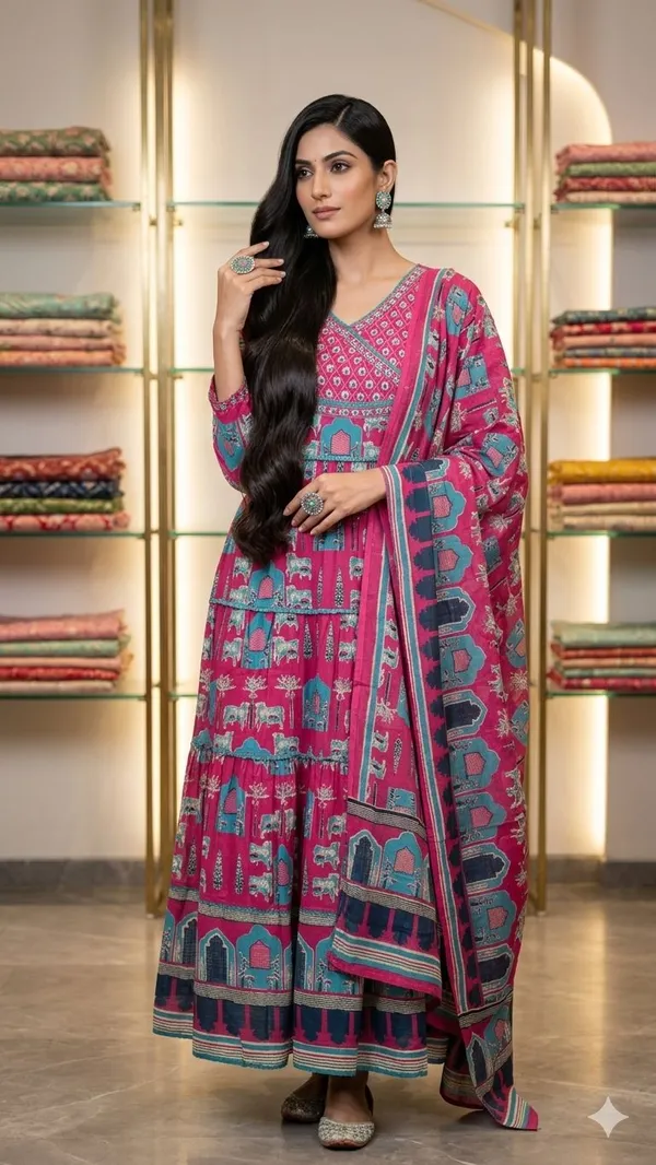 Reddish_Pink_Cotton_Kurta_Set