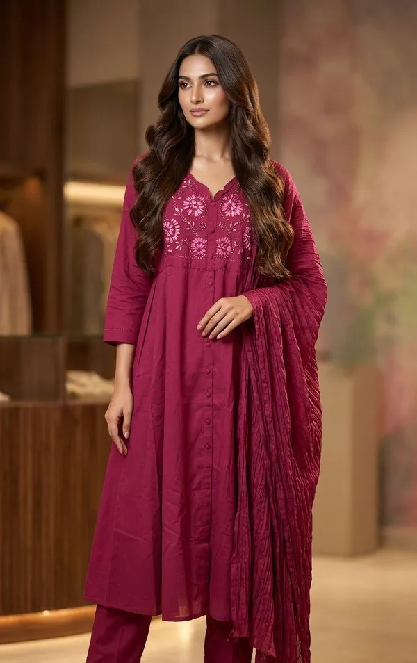 Reddish__Marun_Cotton_Kurta_Set