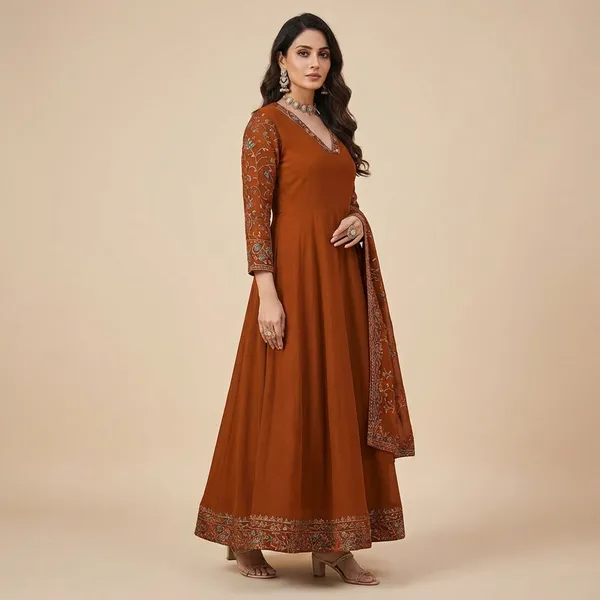 Brown_Anarkali_Plazo_Set_For_Women