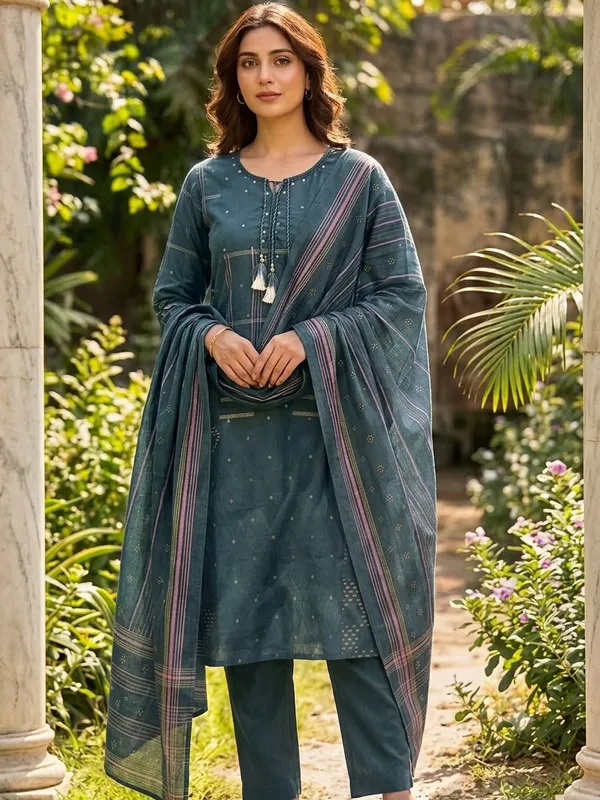 Teal_Blue_Cotton_Kurta_Set_