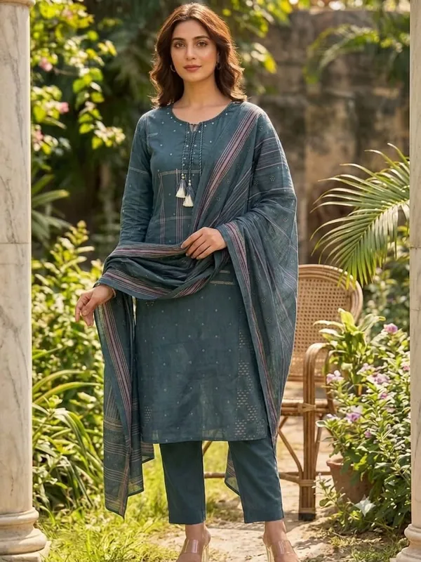 Teal_Blue_Cotton_Kurta_Set_