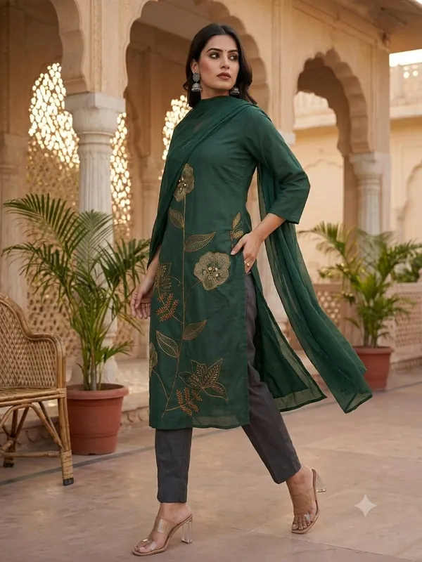 Teal_Green_Cotton_Kurta_Set_