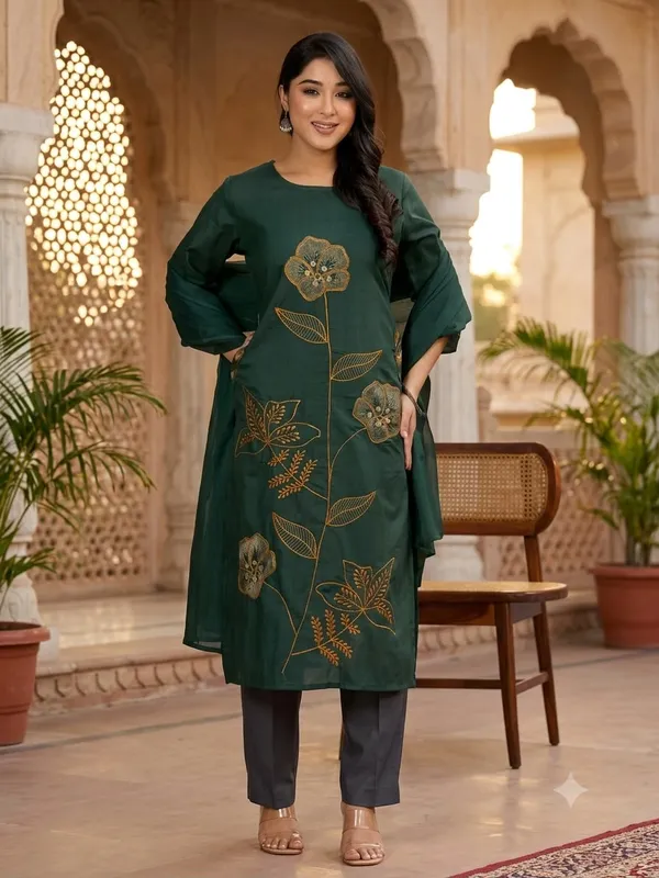Teal_Green_Cotton_Kurta_Set_