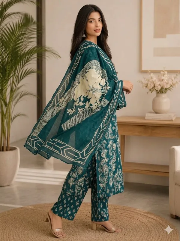 Teal_Green_Anarkali_Pure_Cotton_Dress_