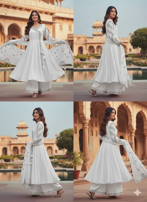 White_Angrakha_Plazo_Set_For_Women