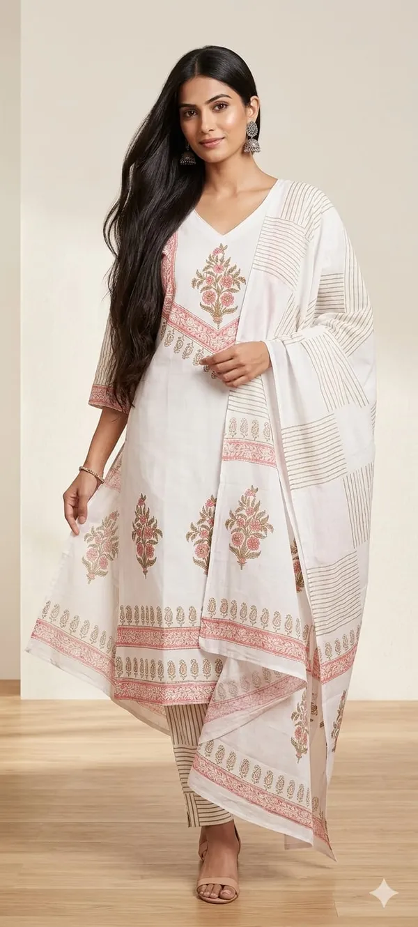 White_Printed___Cotton_Kurta_Set__