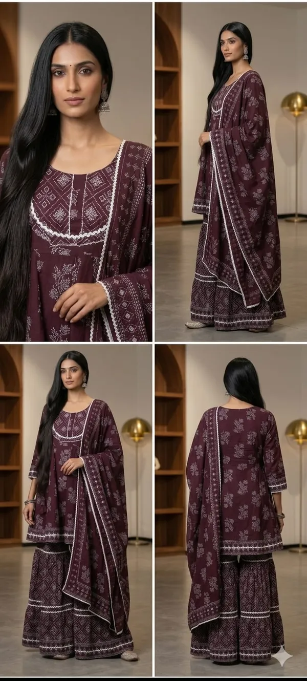 Wine_Printed_Gharara_Set_