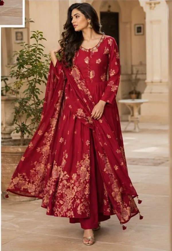 Maroon_Printed__Anarkali_Pure_Cotton_Dress_