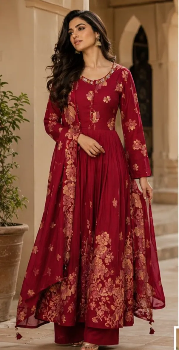 Maroon_Printed__Anarkali_Pure_Cotton_Dress_