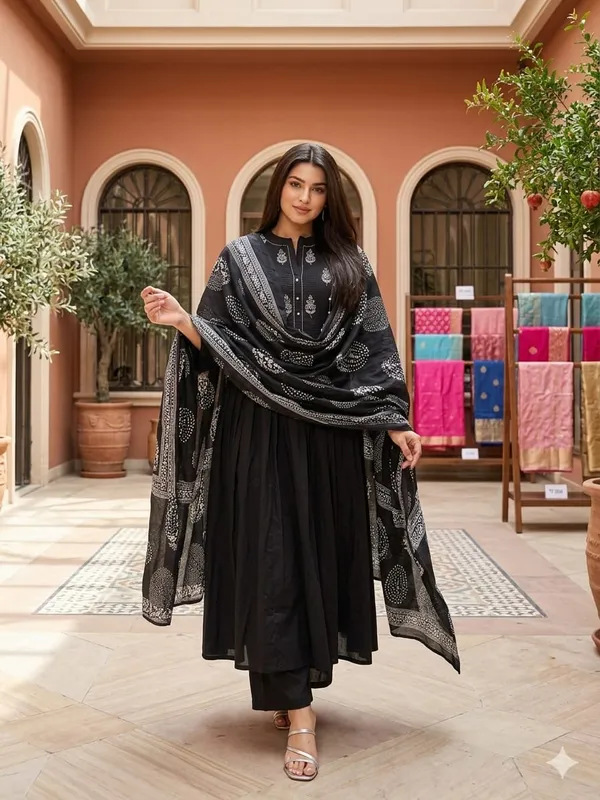 Black_Anarkali_Pure_Cotton_Dress_