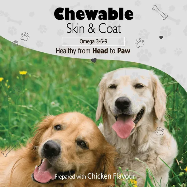 Chicken_Flavour_Chewable_Skin_And_Coat_Tablets_For_Pets_With_Omega_3,6,9_Skin_Coat_For_Dog_Puppy_Kitten_90_Tablets