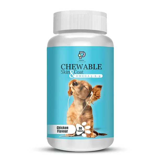 Chicken_Flavour_Chewable_Skin_And_Coat_Tablets_For_Pets_With_Omega_3,6,9_Skin_Coat_For_Dog_Puppy_Kitten_90_Tablets