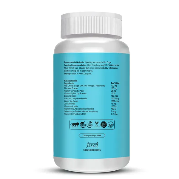 Chicken_Flavour_Chewable_Skin_And_Coat_Tablets_For_Pets_With_Omega_3,6,9_Skin_Coat_For_Dog_Puppy_Kitten_90_Tablets