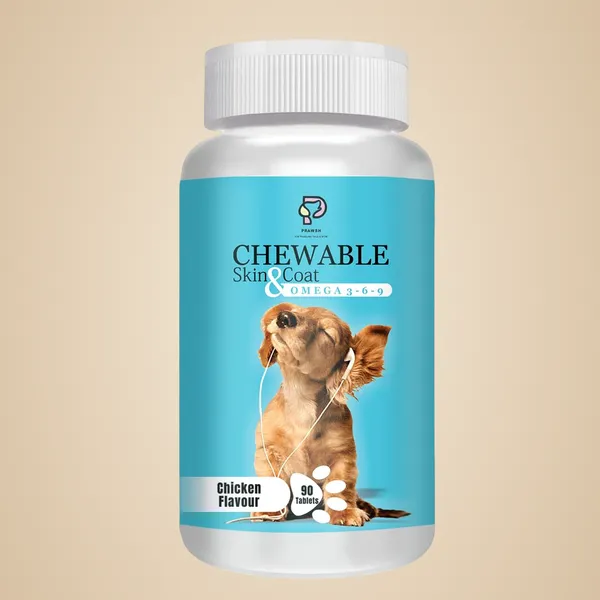 Chicken_Flavour_Chewable_Skin_And_Coat_Tablets_For_Pets_With_Omega_3,6,9_Skin_Coat_For_Dog_Puppy_Kitten_90_Tablets