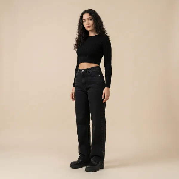 Black_Premium_Wide_Leg_Jeans_For_Women