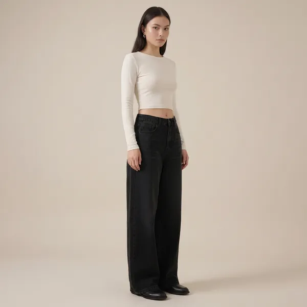 Beige_Premium_Wide_Leg_Jeans_For_Women