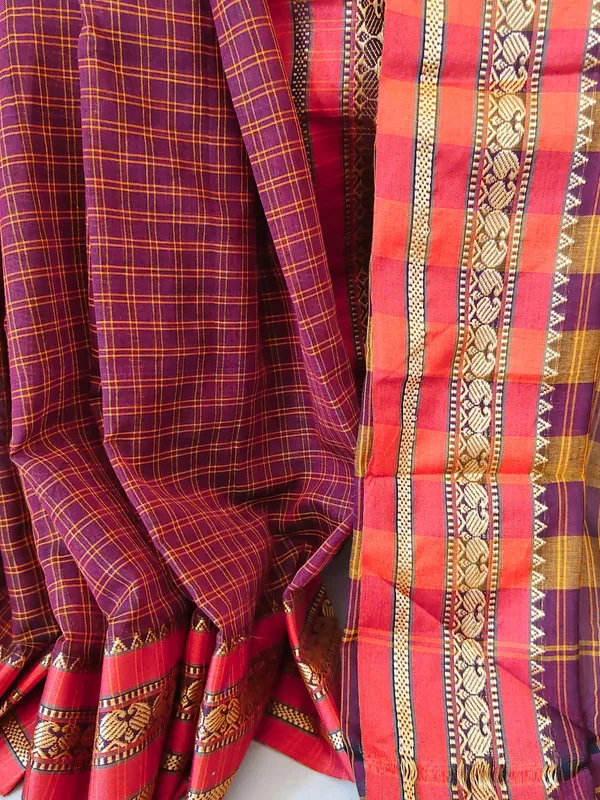 Elegant_Brown_Narayanpet_Cotton_Saree_with_Contrast_Border
