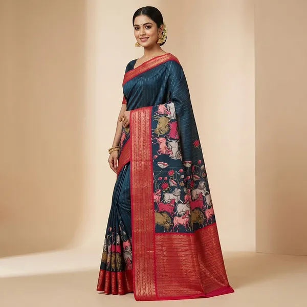 Pink_And_Blue_Fancy_Silk_Saree