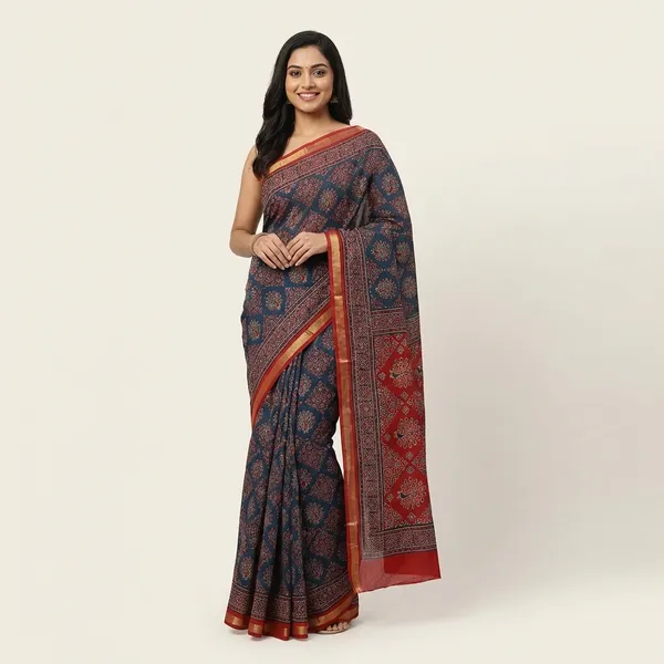 Indigo_Blue_Block-Printed_Fancy_Saree