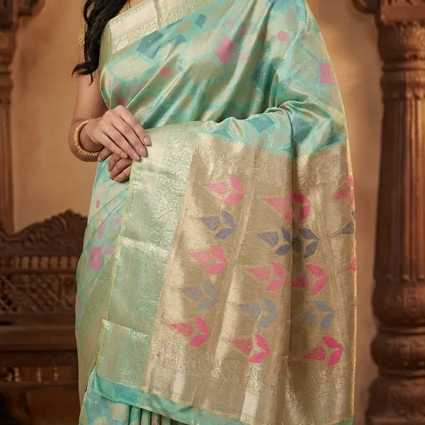 Graceful_Sea_Green_Banarasi_Katan_Silk_Saree