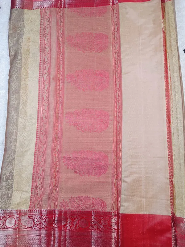 Elegant_Beige_And_Red_Banarasi_Katan_Silk_Saree
