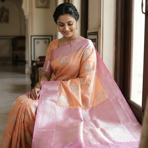 Elegant_Peach_Banarasi_Katan_Silk_Saree