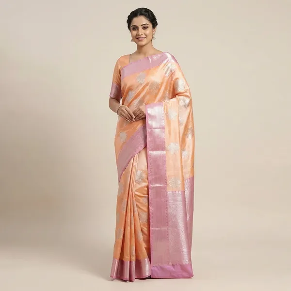 Elegant_Peach_Banarasi_Katan_Silk_Saree