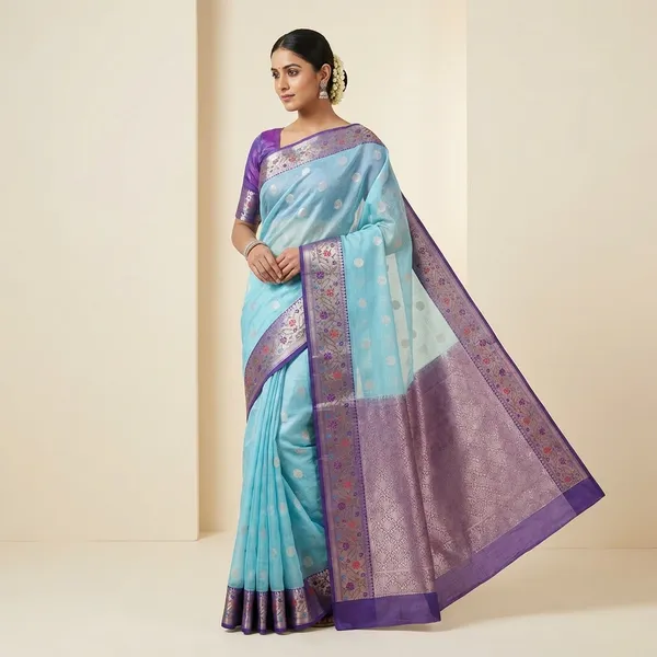 Aqua_Blue_Color_Fancy_Saree