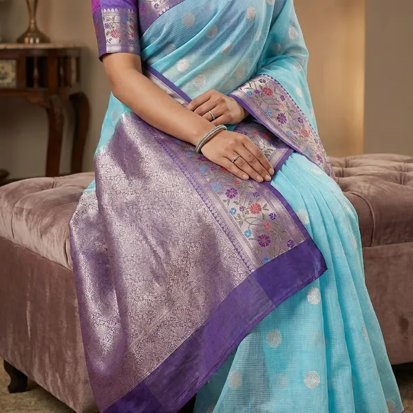 Aqua_Blue_Color_Fancy_Saree