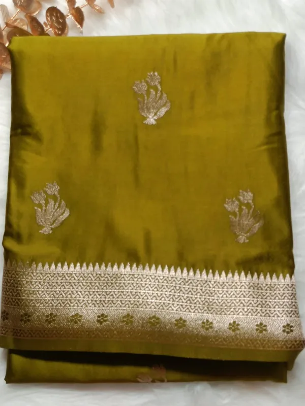 Olive_Green_Mashru_Satin_Saree
