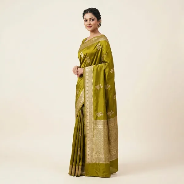 Olive_Green_Mashru_Satin_Saree