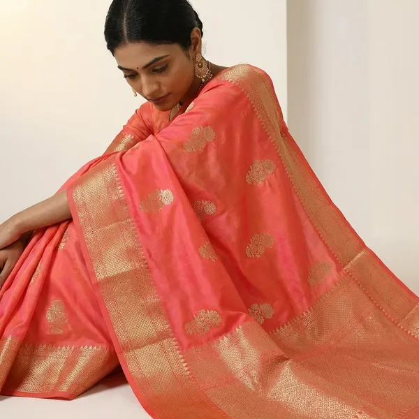 Rich_Dual_Shade_Orange_And_Pink_Color_Fancy_Silk_Saree