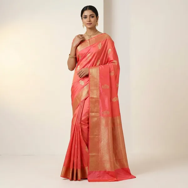 Rich_Dual_Shade_Orange_And_Pink_Color_Fancy_Silk_Saree
