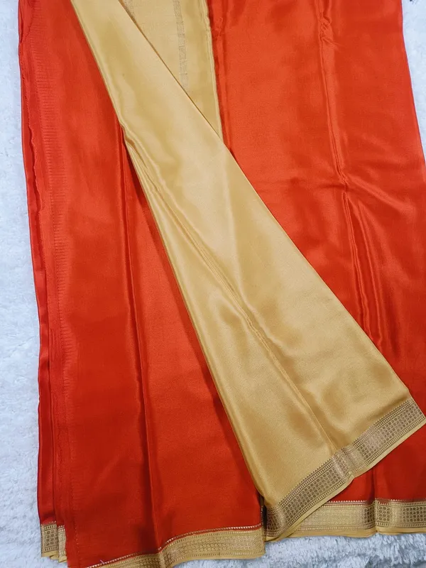 Orange_Mysore_Silk_Saree_With_Golden_Zari_Border_And_Pallu_|_Traditional_South_Indian_Saree