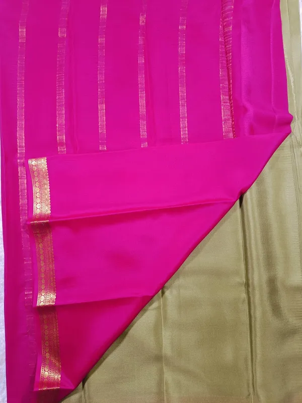 Elegant_Olive_Green_And_Pink_Pure_Mysore_Silk_Saree