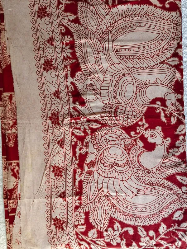 Classic_Red_Kalamkari_Saree_With_Traditional_Artistic_Border