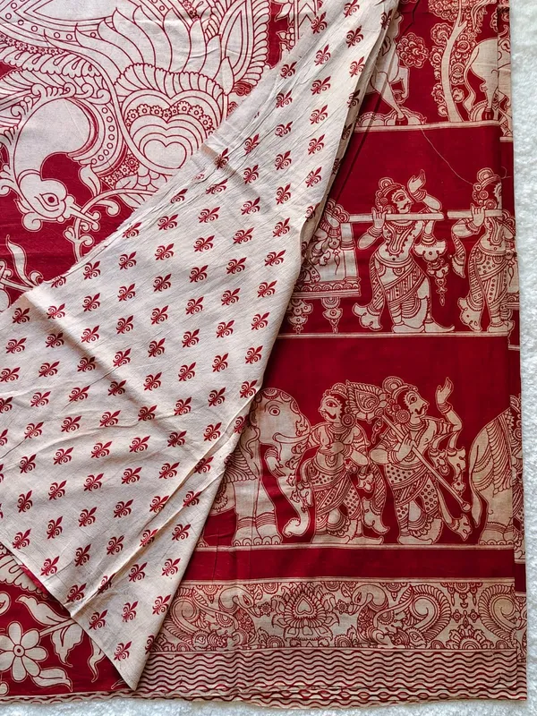 Classic_Red_Kalamkari_Saree_With_Traditional_Artistic_Border