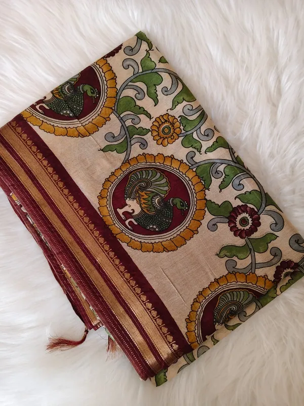 Chanderi_Silk_Kalamkari_Printed_Saree