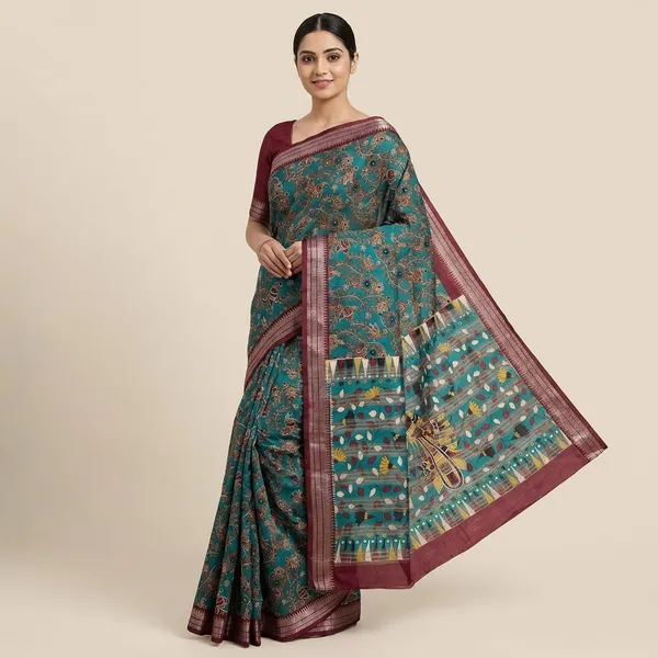 Chanderi_Silk_Kalamkari_Prient_Saree