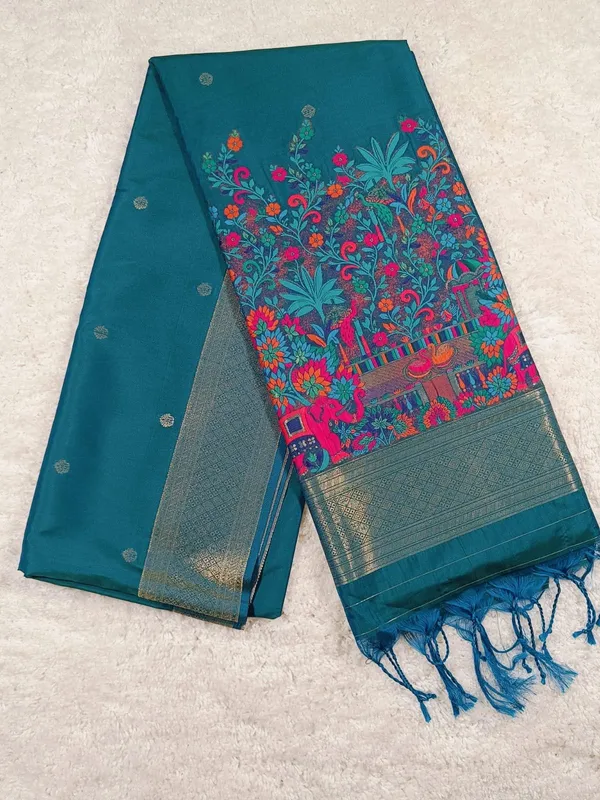 Peacock_Blue_Handloom_Smooth_Banarasi_Saree.