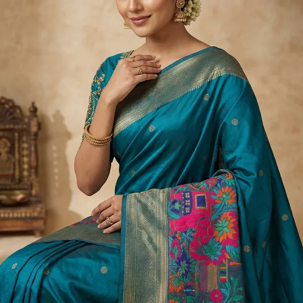 Peacock_Blue_Handloom_Smooth_Banarasi_Saree.