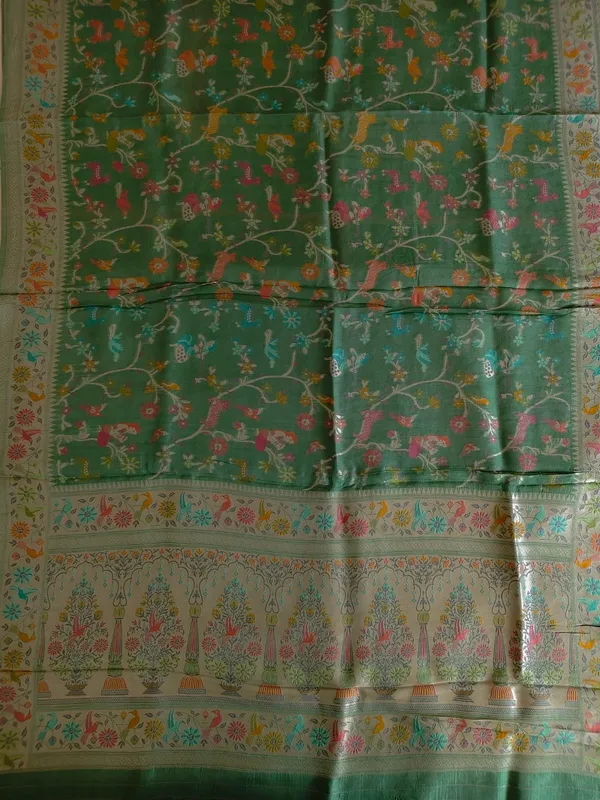 Elegant_Green_Banarasi_Art_Saree_With_Multicolor_Woven_Motifs
